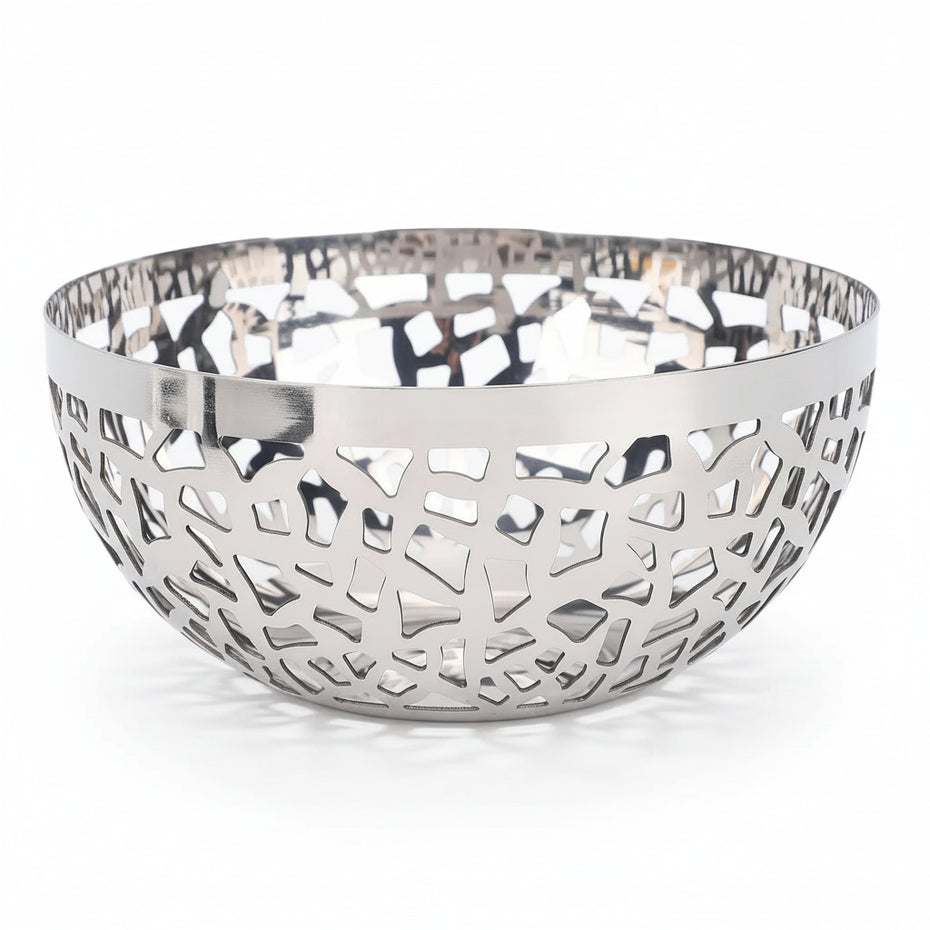 Modern Stainless Steel Decorative Fruit Bowl – 16cm