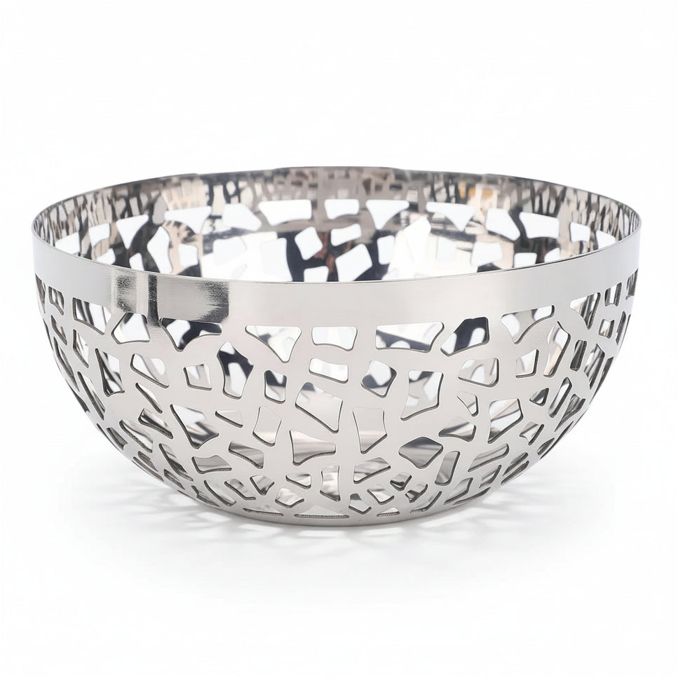 Modern Stainless Steel Decorative Fruit Bowl – 16cm