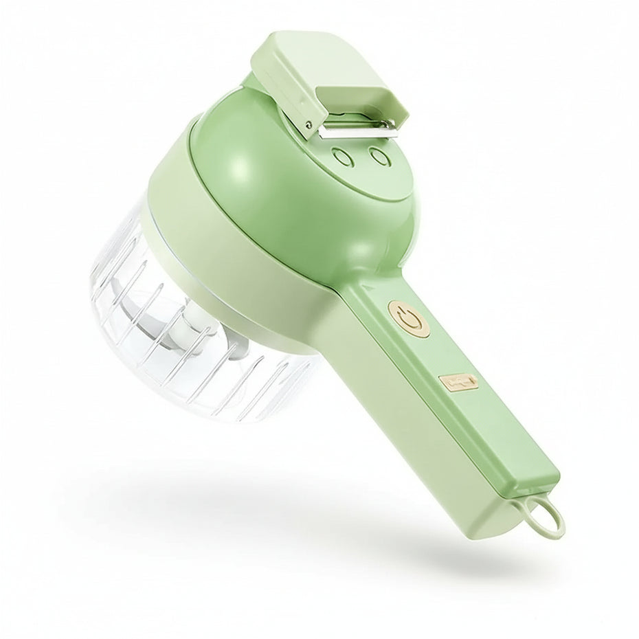 4-in-1 Electric Vegetable Cutter – Handheld Rechargeable Food Chopper