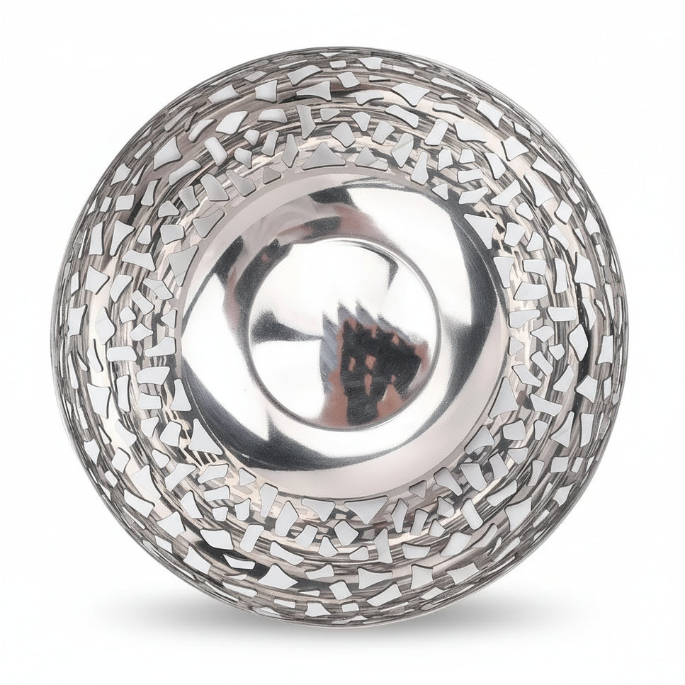 Modern Stainless Steel Decorative Fruit Bowl – 16cm